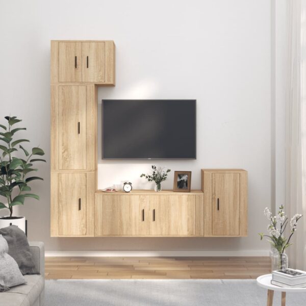 5 Piece TV Cabinet Set Sonoma Oak Engineered Wood