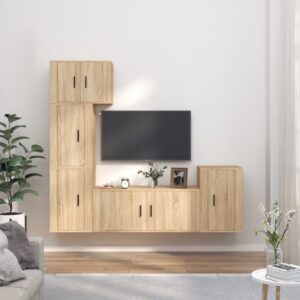 5 Piece TV Cabinet Set Sonoma Oak Engineered Wood