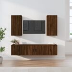 5 Piece TV Cabinet Set Brown Oak Engineered Wood