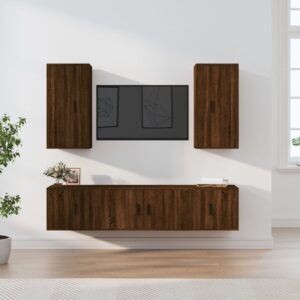 5 Piece TV Cabinet Set Brown Oak Engineered Wood