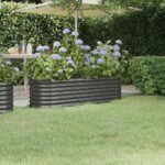 Anthracite Garden Raised Bed Powder-Coated Steel Large Outdoor Planter for Plants  Vegetables  Herbs  Flowers