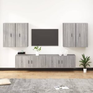 6 Piece TV Cabinet Set Grey Sonoma Engineered Wood