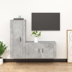 2 Piece TV Cabinet Set Concrete Grey Engineered Wood