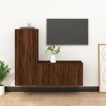 2 Piece TV Cabinet Set Brown Oak Engineered Wood