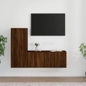 2 Piece TV Cabinet Set Brown Oak Engineered Wood