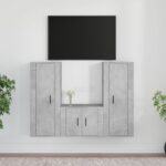 3 Piece TV Cabinet Set Concrete Grey Engineered Wood