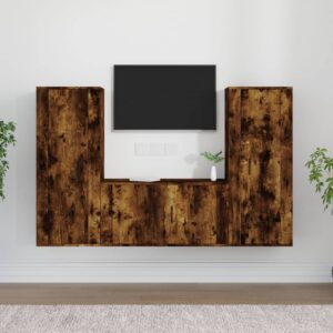 3 Piece TV Cabinet Set Smoked Oak Engineered Wood