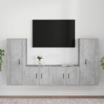 4 Piece TV Cabinet Set Concrete Grey Engineered Wood