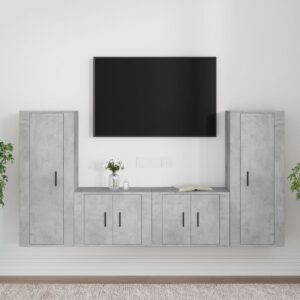 4 Piece TV Cabinet Set Concrete Grey Engineered Wood