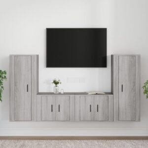 4 Piece TV Cabinet Set Grey Sonoma Engineered Wood