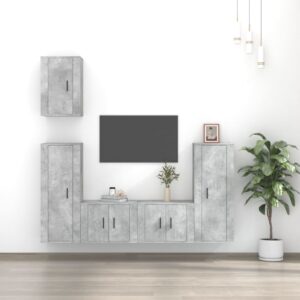 5 Piece TV Cabinet Set Concrete Grey Engineered Wood