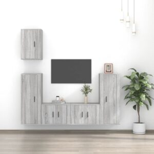 5 Piece TV Cabinet Set Grey Sonoma Engineered Wood