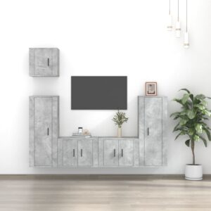 5 Piece TV Cabinet Set Concrete Grey Engineered Wood