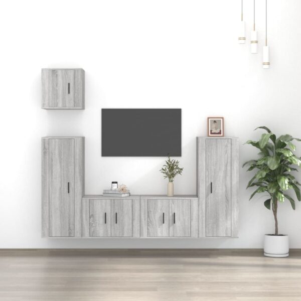 5 Piece TV Cabinet Set Grey Sonoma Engineered Wood