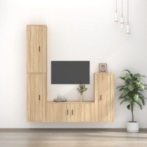 4 Piece TV Cabinet Set Sonoma Oak Engineered Wood