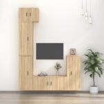 5 Piece TV Cabinet Set Sonoma Oak Engineered Wood