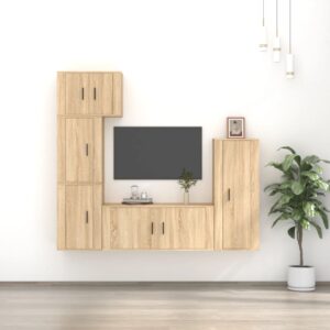 5 Piece TV Cabinet Set Sonoma Oak Engineered Wood