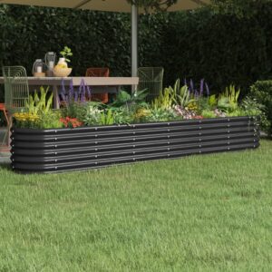 Large Garden Raised Bed in Anthracite  Powder-Coated Steel  Weather-Resistant  Ideal for Outdoor Use