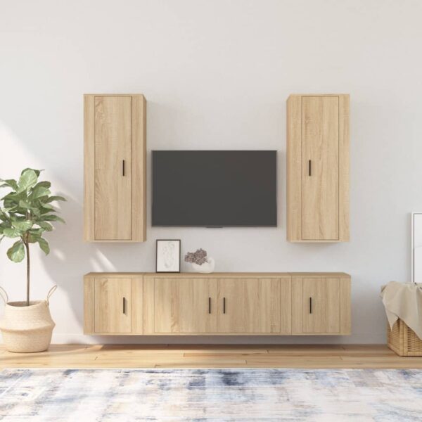 5 Piece TV Cabinet Set Sonoma Oak Engineered Wood