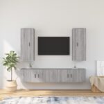 4 Piece TV Cabinet Set Grey Sonoma Engineered Wood