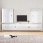 8 Piece TV Cabinet Set High Gloss White Engineered Wood