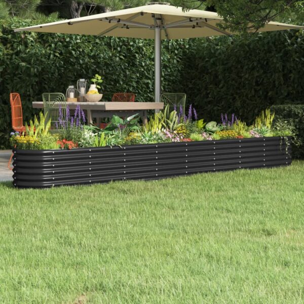 Large Garden Raised Bed in Anthracite  Powder-Coated Steel  Weather-Resistant  Ideal for Outdoor Use