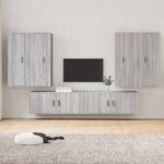 6 Piece TV Cabinet Set Grey Sonoma Engineered Wood