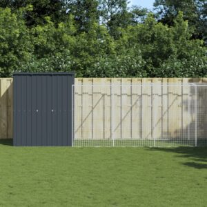 Dog House with Run Anthracite 165x1271x181 cm Galvanised Steel