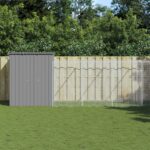 Dog House with Run Light Grey 165x1271x181 cm Galvanised Steel