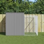 Dog House with Run Light Grey 214x253x181 cm Galvanised Steel