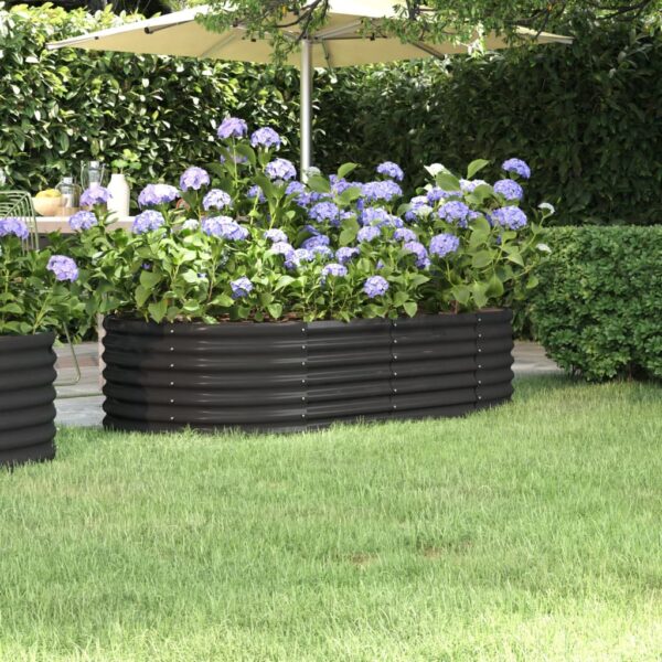 Sturdy Garden Raised Bed in Anthracite  Powder-Coated Steel  Ideal for Outdoor Use