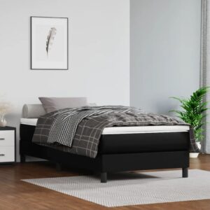 Deluxe Faux Leather Box Spring Bed Frame in Black - Suitable for 100x200 cm Mattress