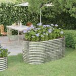 Sturdy Silver Garden Raised Bed in Powder-Coated Steel - Ideal for Outdoor Use  DIY Enthusiasts