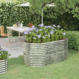 Sturdy Silver Garden Raised Bed in Powder-Coated Steel - Ideal for Outdoor Use  DIY Enthusiasts