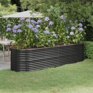 Large Garden Raised Bed in Anthracite  Powder-Coated Steel  Weather-Resistant  Ideal for Outdoor Use