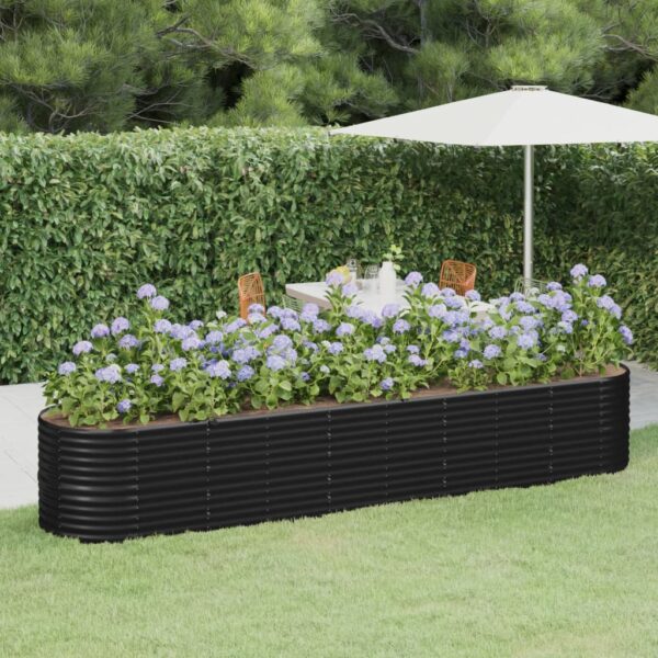 Large Garden Raised Bed in Anthracite  Powder-Coated Steel  Weather-Resistant  Ideal for Outdoor Use