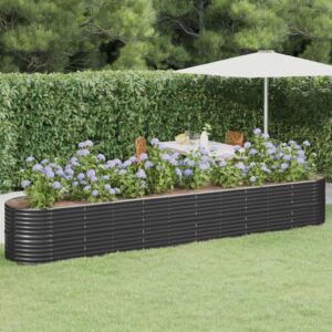 Sturdy Garden Raised Bed in Anthracite  Powder-Coated Steel  Ideal for Outdoor Use  Ample Space for Plants  Vegetables  Herbs  and Flowers  Easy Assembly Required