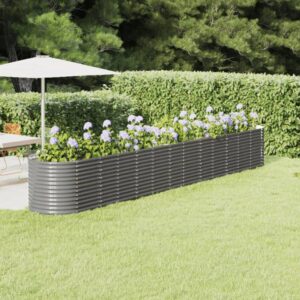 Garden Raised Bed Powder-Coated Steel 512x80x68 cm Grey