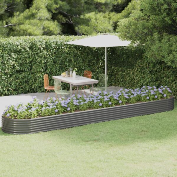 Grey Garden Raised Bed Powder-Coated Steel Large Outdoor Planter for Plants  Vegetables  Herbs  Flowers