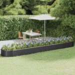 Large Garden Raised Bed in Anthracite  Powder-Coated Steel  Weather-Resistant  Ideal for Outdoor Use