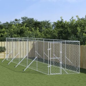 Outdoor Dog Kennel Silver 2x10x2 m Galvanised Steel