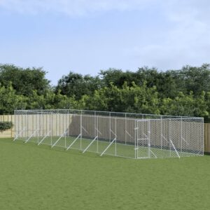 Outdoor Dog Kennel Silver 4x16x2 m Galvanised Steel