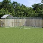 Outdoor Dog Kennel with Roof Silver 6x6x2.5 m Galvanised Steel