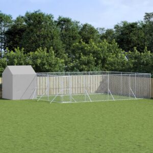 Outdoor Dog Kennel with Roof Silver 10x6x2.5 m Galvanised Steel