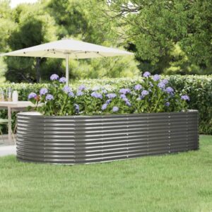 Garden Raised Bed Grey 291x140x68 cm Powder-Coated Steel