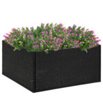 Black Poly Rattan Garden Planter - Ideal for Variety of Flowers and Plants  Sturdy and Durable  Perfect for Outdoor Use