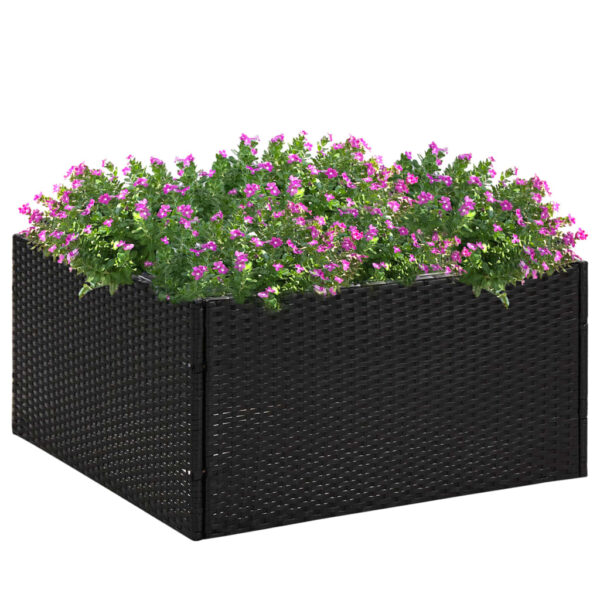 Black Poly Rattan Garden Planter - Ideal for Variety of Flowers and Plants  Sturdy and Durable  Perfect for Outdoor Use