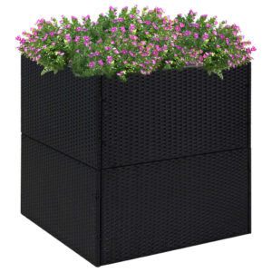 Black Poly Rattan Garden Planter for Outdoor Use - Sturdy  Durable  Water-Resistant  Easy to Clean  with Transparent Inner Bag