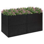 Black Poly Rattan Garden Planter for Outdoor Use - Sturdy  Durable  Water-Resistant  Ideal for Flowers and Plants