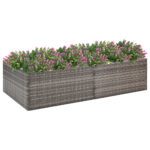 Sturdy Poly Rattan Garden Planter in Grey - Ideal for Flowers and Plants  Durable and Weather-Resistant